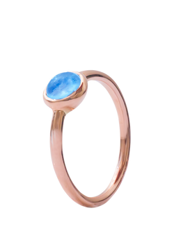 London Road 9ct Rose Gold Pimlico Bubble Stacking Ring, Blue Topaz