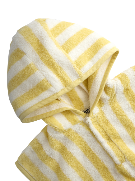 JoJo Maman Bébé Kids' Embroidered Daisy Striped Towelling Poncho, Light Yellow - view 2, Light Yellow