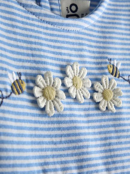 JoJo Maman Bébé Kids' Frill Sleeve T-Shirt, Pack of 2, Light Yellow/Blue - view 2, Light Yellow/Blue