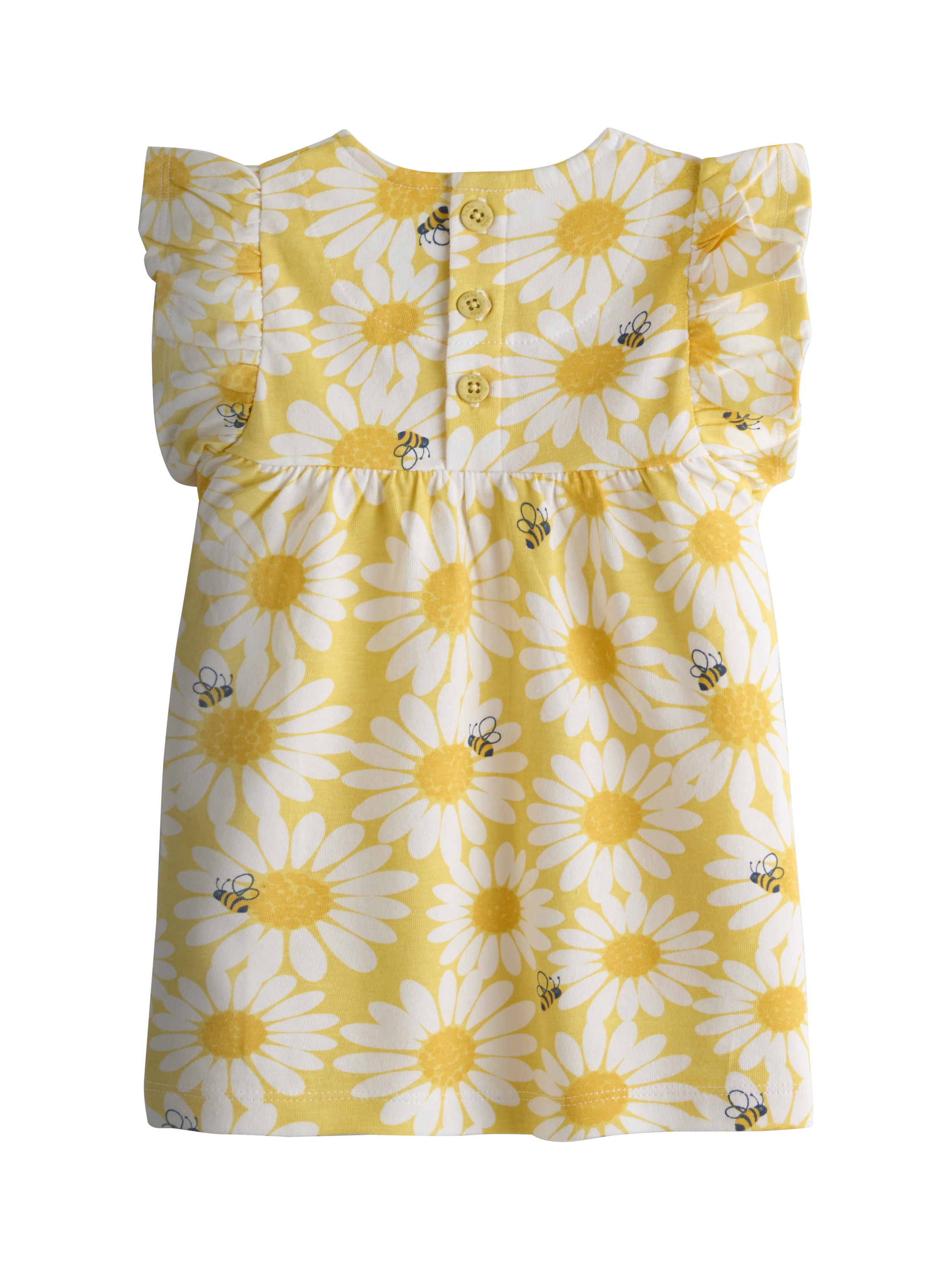 JoJo Maman Bébé Kids' Frill Sleeve T-Shirt, Pack of 2, Light Yellow/Blue