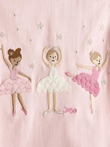 JoJo Maman Bébé Kids' Appliqué Frill Shoulder T-Shirt, Light Pink - view 2, Light Pink