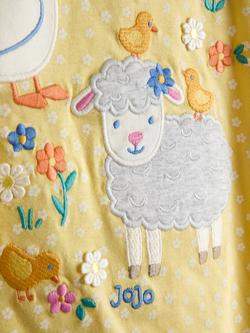 JoJo Maman Bébé Kids' Cotton Lamb Applique Cotton T-Shirt, Mid Yellow - view 2, Mid Yellow