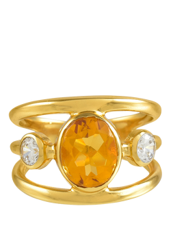 Shyla Gigi Open Band Crystal Ring, Citrine Gold, Citrine Gold