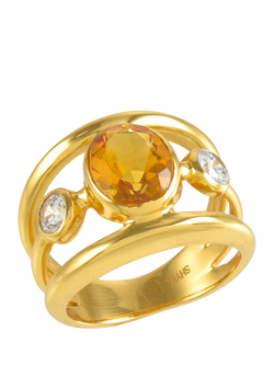 Shyla Gigi Open Band Crystal Ring, Citrine Gold - view 2, Citrine Gold