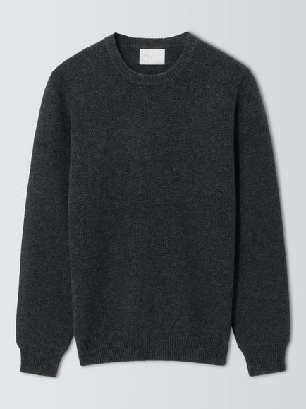 John Lewis Crew Neck Cashmere Jumper, Charcoal, Charcoal