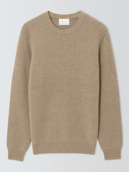 John Lewis Crew Neck Cashmere Jumper, Oatmeal, Oatmeal