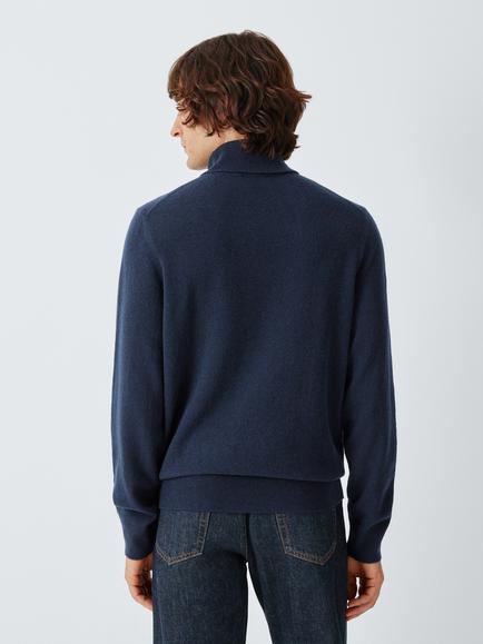 John Lewis Cashmere Roll Neck Jumper, Navy - view 2, Navy