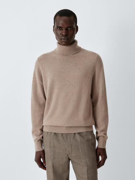 John Lewis Cashmere Roll Neck Jumper, Oatmeal, Oatmeal