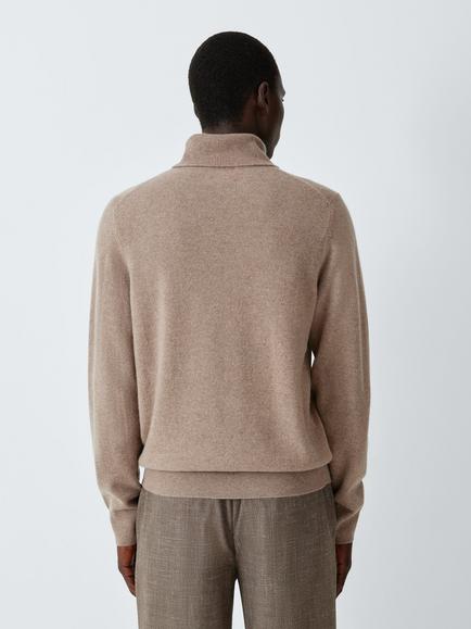 John Lewis Cashmere Roll Neck Jumper, Oatmeal - view 2, Oatmeal