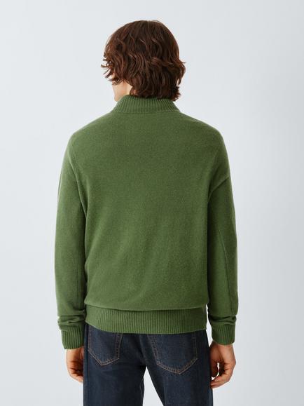 John Lewis Zip Neck Cashmere Jumper - view 2, Basil