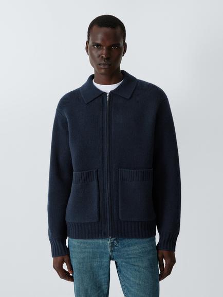 John Lewis Merino Wool Cashmere Jacket, Navy, Navy