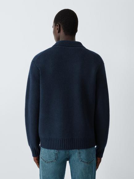 John Lewis Merino Wool Cashmere Jacket, Navy - view 2, Navy