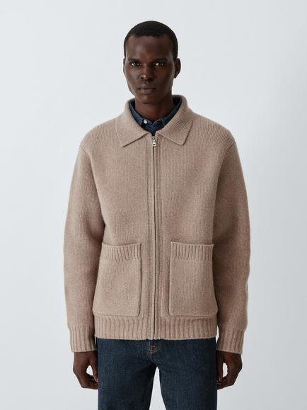 John Lewis Merino Wool Cashmere Jacket, Oatmeal, Oatmeal
