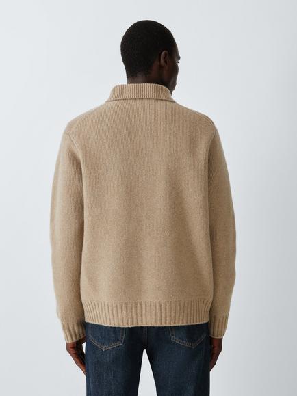 John Lewis Merino Wool Cashmere Jacket, Oatmeal - view 2, Oatmeal