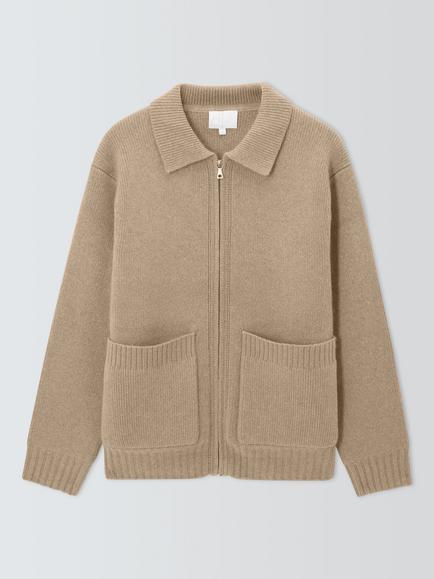 John Lewis Merino Wool Cashmere Jacket, Oatmeal, Oatmeal