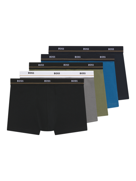 HUGO BOSS Stretch Cotton Jersey Trunks, Pack of 5, Multi, Multi