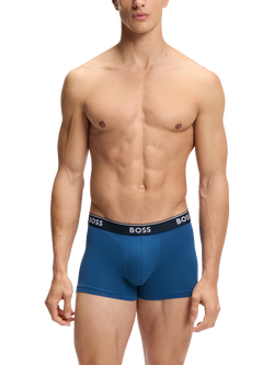 HUGO BOSS Stretch Cotton Jersey Trunks, Pack of 3, Blue/Multi - view 2, Blue/Multi