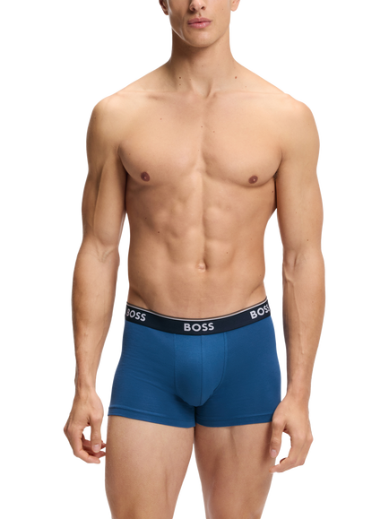 HUGO BOSS Stretch Cotton Jersey Trunks, Pack of 3, Blue/Multi - view 2, Blue/Multi