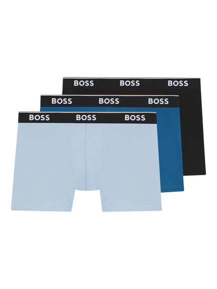 BOSS Stretch Cotton Waistband Boxer Briefs, Pack of 3, Open Blue/Multi, Open Blue/Multi