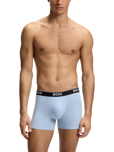 BOSS Stretch Cotton Waistband Boxer Briefs, Pack of 3, Open Blue/Multi - view 2, Open Blue/Multi
