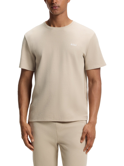 HUGO BOSS BOSS Crew Neck Cotton Blend T-Shirt, Light Beige, Light Beige