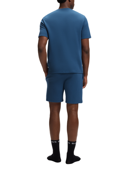 HUGO BOSS Short Sleeve Cotton Blend Pyjama T-Shirt, Blue - view 2, Blue
