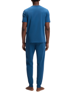 BOSS Stretch Cotton Short Sleeve Pyjama Top, Open Blue - view 2, Open Blue