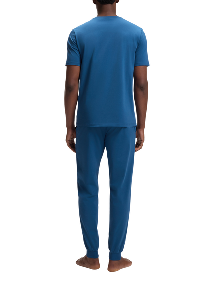 BOSS Stretch Cotton Short Sleeve Pyjama Top, Open Blue - view 2, Open Blue