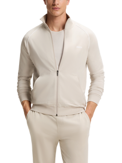 BOSS Stretch Cotton Zip Lounge Top, Open Grey, Open Grey