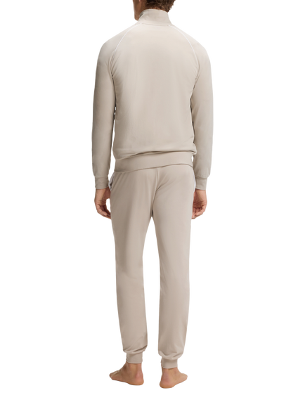 BOSS Stretch Cotton Zip Lounge Top, Open Grey - view 2, Open Grey