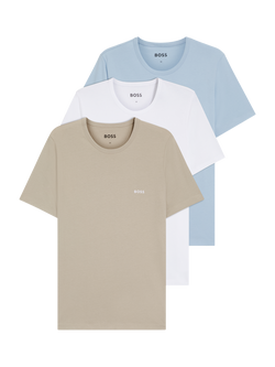 BOSS Cotton Embroidered Logo Underwear T-shirt, Pack of 3, Multi, Multi