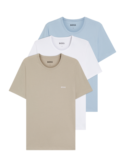BOSS Cotton Embroidered Logo Underwear T-shirt, Pack of 3, Multi, Multi