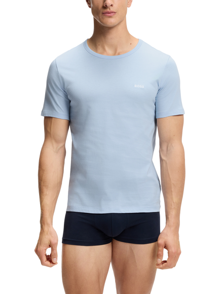 BOSS Cotton Embroidered Logo Underwear T-shirt, Pack of 3, Multi - view 2, Multi