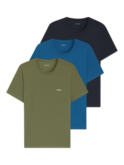 BOSS Cotton Embroidered Logo Underwear T-shirt, Pack of 3, Multi, Multi