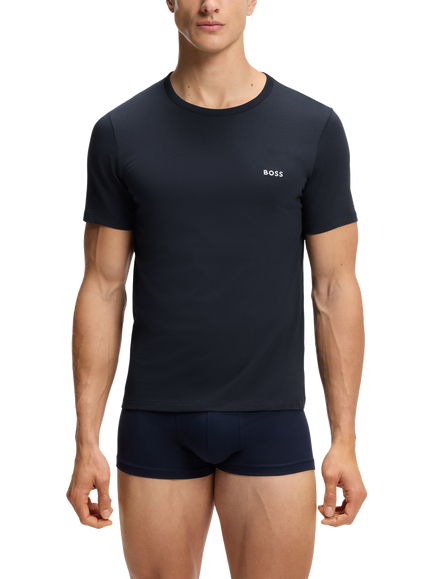 BOSS Cotton Embroidered Logo Underwear T-shirt, Pack of 3, Multi - view 2, Multi