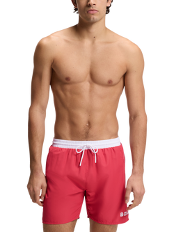 BOSS Logo Swim Shorts, Dark Red