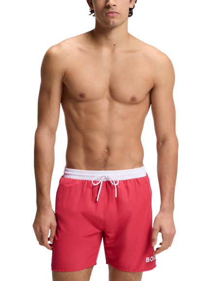 BOSS Logo Swim Shorts, Dark Red