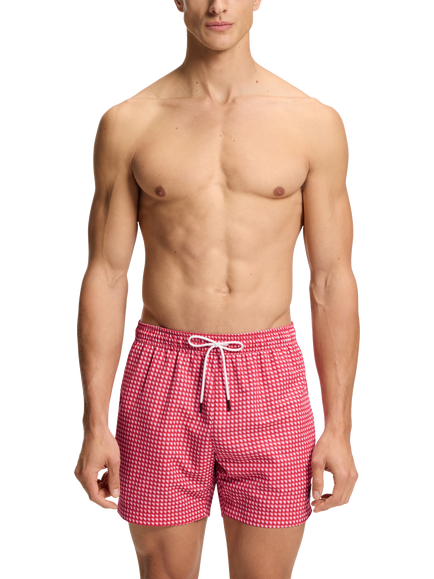 HUGO BOSS Sunrise Geometric Swim Shorts, Dark Red, Dark Red
