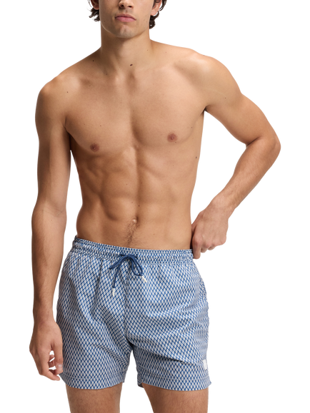 BOSS Geometric Print Swim Shorts, Blue, Blue