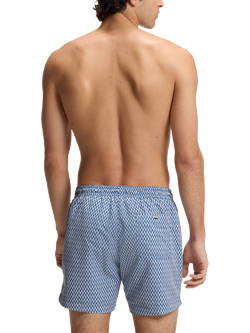 BOSS Geometric Print Swim Shorts, Blue - view 2, Blue