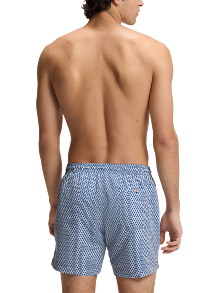 BOSS Geometric Print Swim Shorts, Blue - view 2, Blue