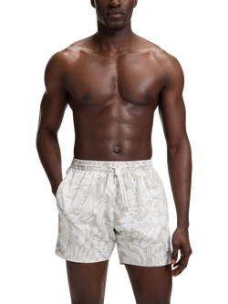 BOSS Floral Print Swim Shorts, Light Beige, Light Beige
