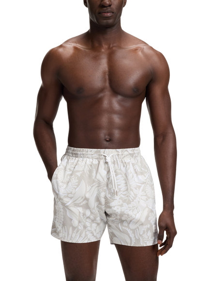 BOSS Floral Print Swim Shorts, Light Beige, Light Beige