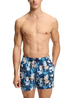 BOSS Floral Print Swim Shorts, Light Blue, Light Blue
