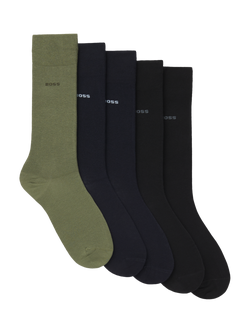 BOSS Cotton Blend Socks, Pack of 5, Multi, Multi