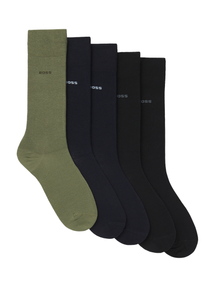 BOSS Cotton Blend Socks, Pack of 5, Multi, Multi
