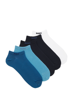BOSS Cotton Blend Trainer Socks, Pack of 5, Blue, Blue