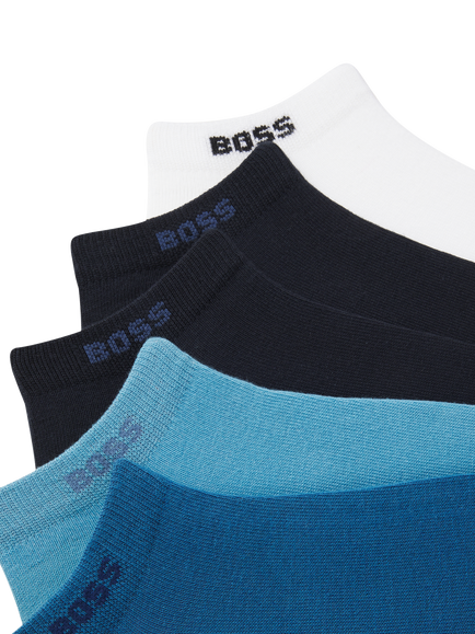 BOSS Cotton Blend Trainer Socks, Pack of 5, Blue - view 2, Blue