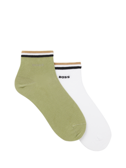 BOSS Cotton Blend Trainer Socks, Pack of 2, Green, Green