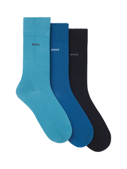 BOSS Cotton Blend Socks, Pack of 3, Blue, Blue
